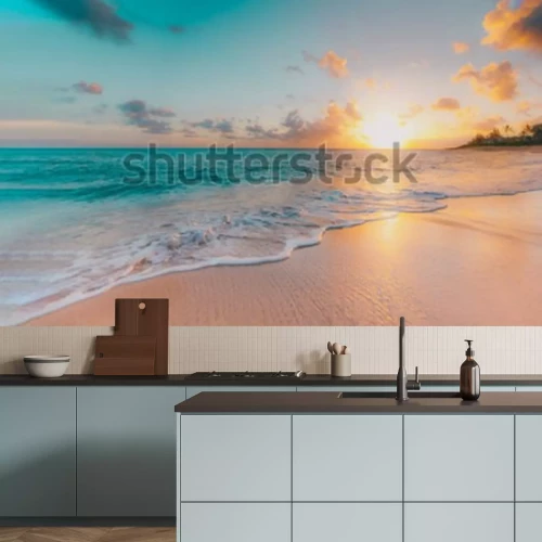 Fotobehang Sea beach blue sky sand sun daylight relaxation landscape viewpoint for design postcard and calendar in thailand