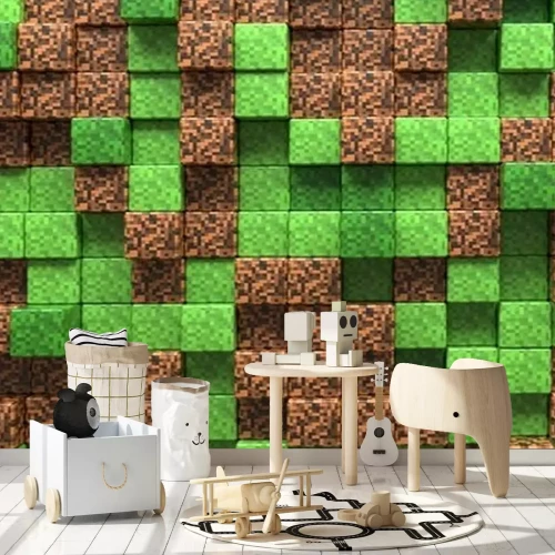 Fotobehang 3D digitale wereld van Minecraft