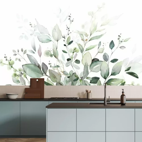 Sticker Een boeket bladeren geschilderd met waterverf