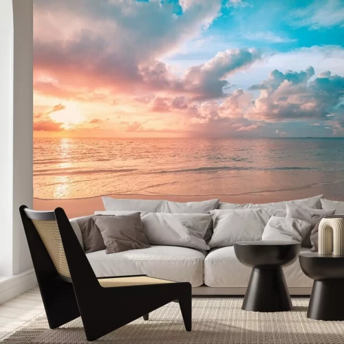 Fotobehang Gouden uur aan zee