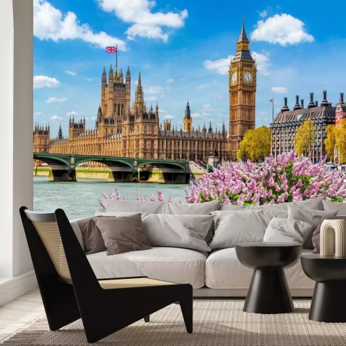 Fotobehang Big Ben en het Parlement op een zonnige dag