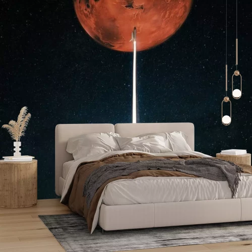 Fotobehang Een raket die opstijgt richting de planeet Mars