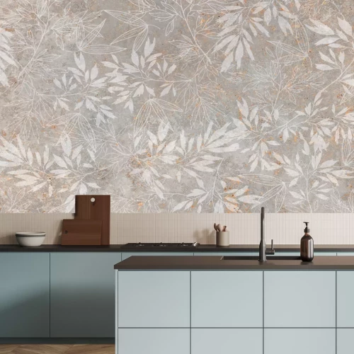 Fotobehang Planten en bladeren op een betonnen achtergrond