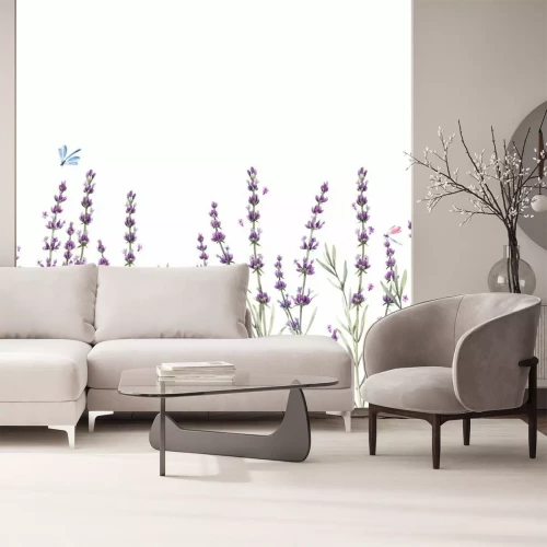 Sticker Beautiful seamless floral provence pattern with watercolor hand drawn gentle lavander flowers. Stock illustration.