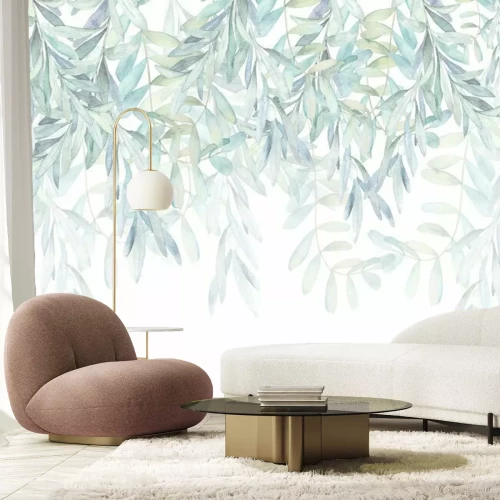 Fotobehang Aquarel slinger van bladeren