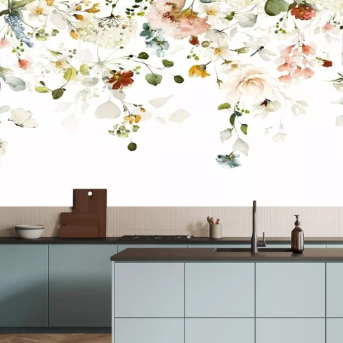 Fotobehang Aquarel kleurrijke bloemen