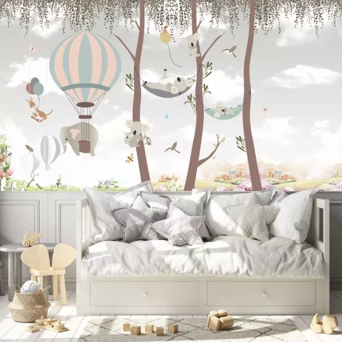 Fotobehang Kinderillustratie met exotische dieren