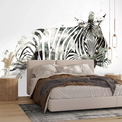 Sticker Geschilderde zebra op witte achtergrond