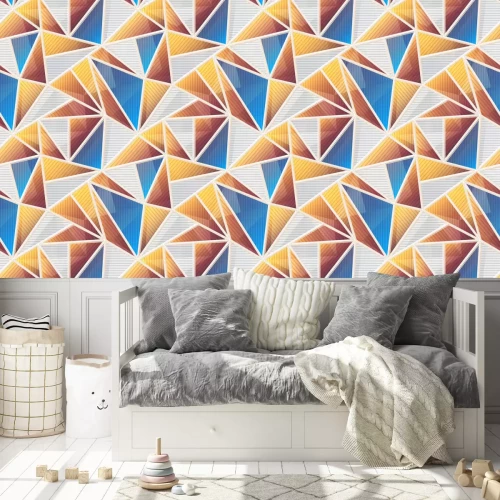 Behang Driedimensionaal geometrisch motief met driehoeken