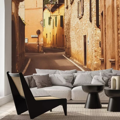 Fotobehang Uliczka miejscowość Włochy Alpy wieczór
