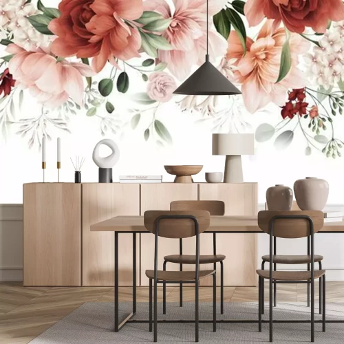 Fotobehang Kader met bloemen bovenaan