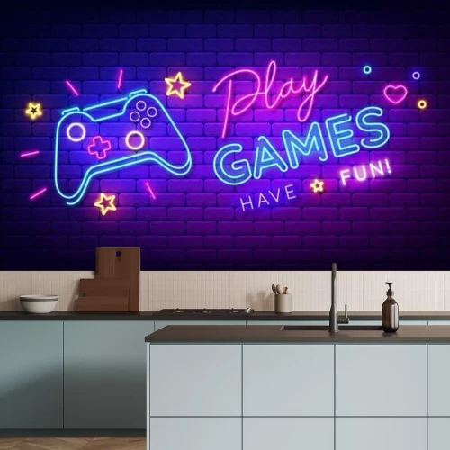 Fotobehang Neonsymbolen van een videospel