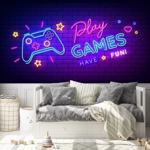Fotobehang Neonsymbolen van een videospel