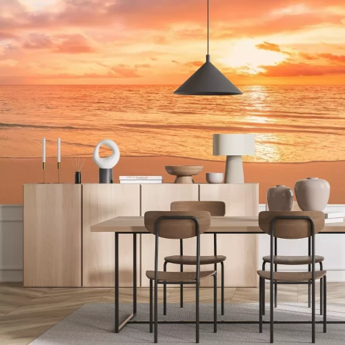 Fotobehang Zandstrand in de ochtendzon