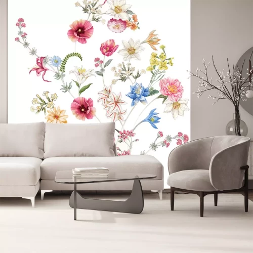 Sticker Samenstelling van kleurrijke wilde bloemen