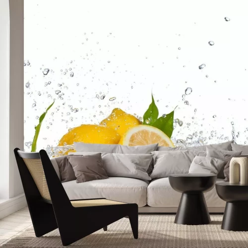 Fotobehang Citroen met waterdruppels