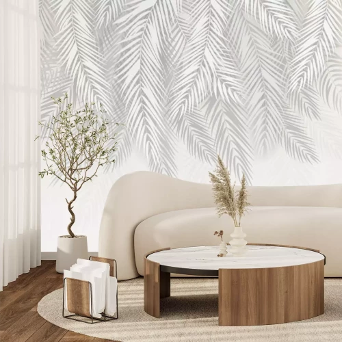 Fotobehang Tropische palmbladeren in een glamoureuze stijl