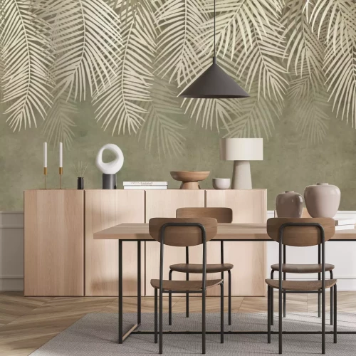 Fotobehang Exotische palmbomen in warme bruintinten