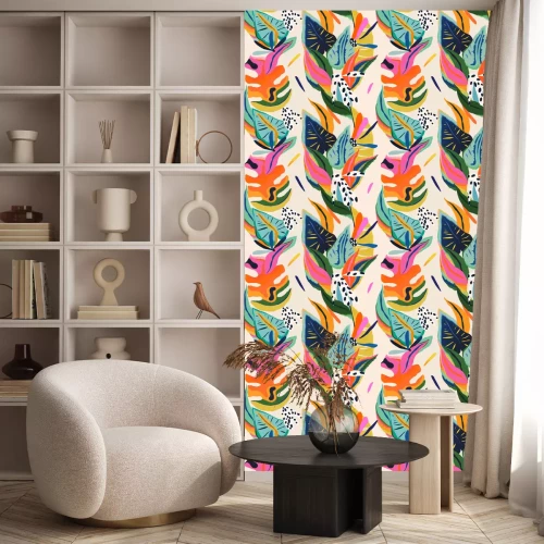 Behang Kleurrijke exotische flora