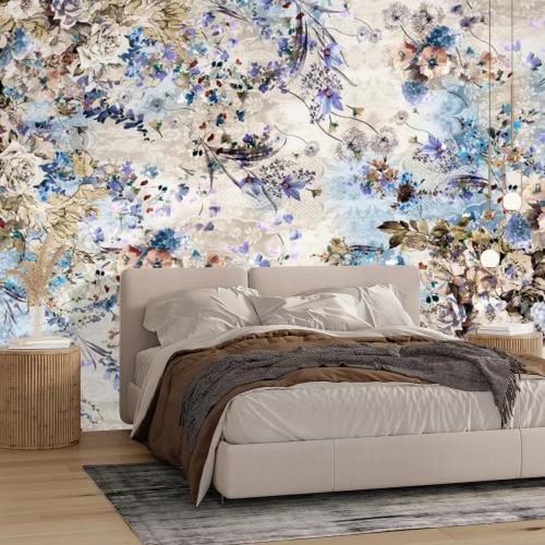 Fotobehang Herfstbloemen aquarel