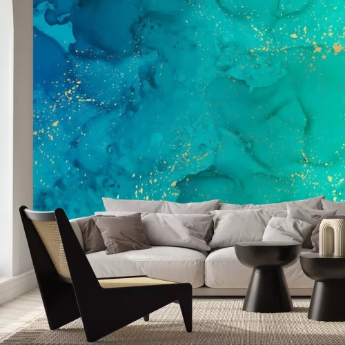 Fotobehang Turquoise verven