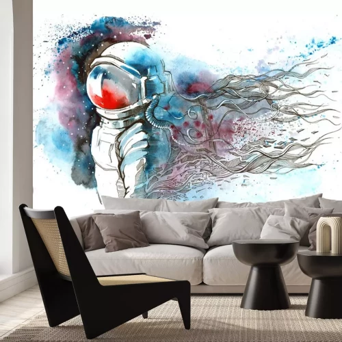 Sticker Astronaut in ruimtekunstkunstwerk