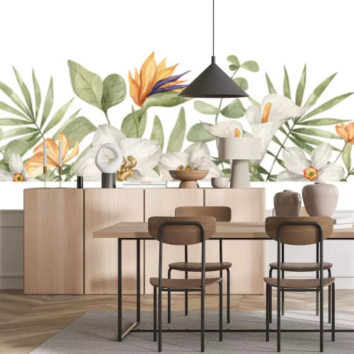 Sticker Boho-compositie van bloemen en exotische planten
