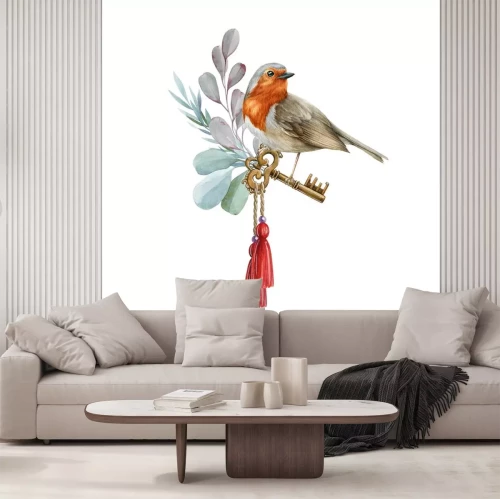 Sticker Kleine vogel en sleutels