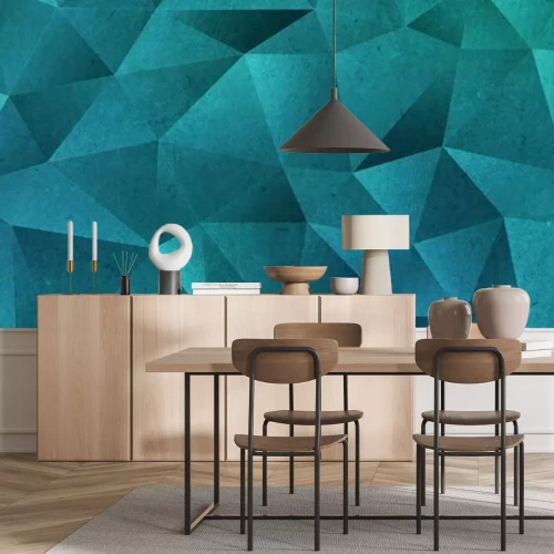 Fotobehang Geometrische turquoise textuur