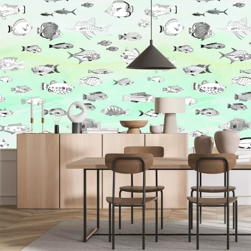 Fotobehang Pastelkleurige vis achtergrond