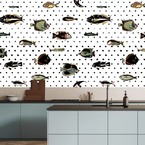 Fotobehang Vissen op een achtergrond van stippen