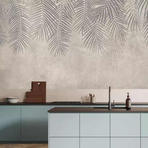 Fotobehang Botanisch patroon in grijs