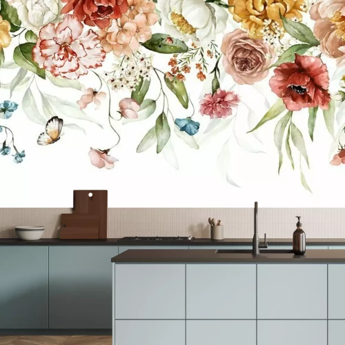 Fotobehang Kleurrijke bloem lente slinger