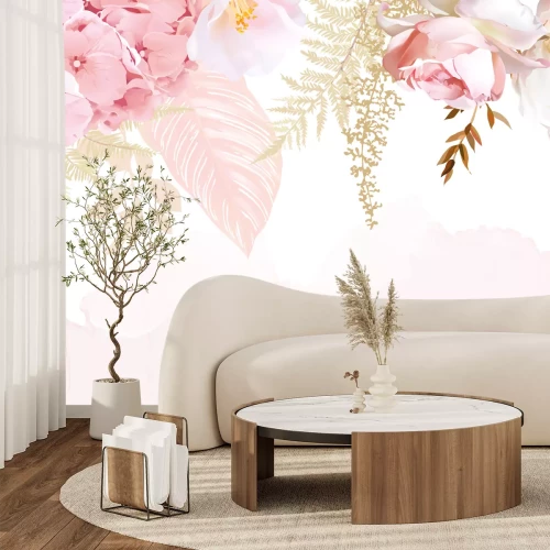 Sticker Naam van het kindje en bloemmotief