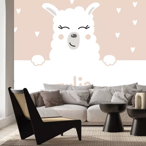 Sticker Naam van het kindje en lama 