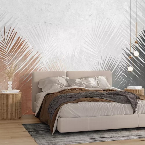 Fotobehang Tropical palm leaves. Mural, Wallpaper for internal printing. 3D illustration