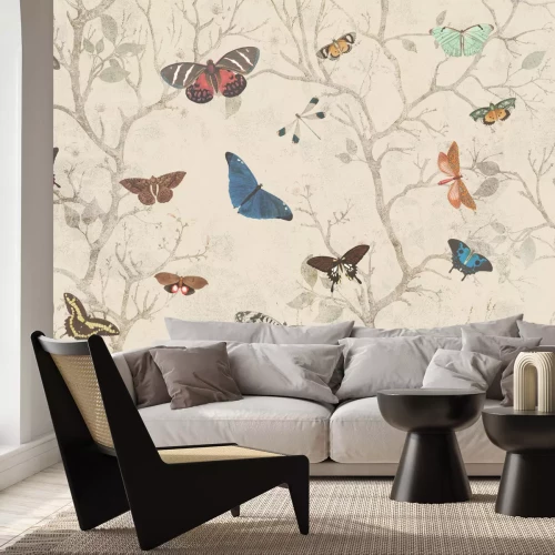 Fotobehang Vlinders tussen de bomen