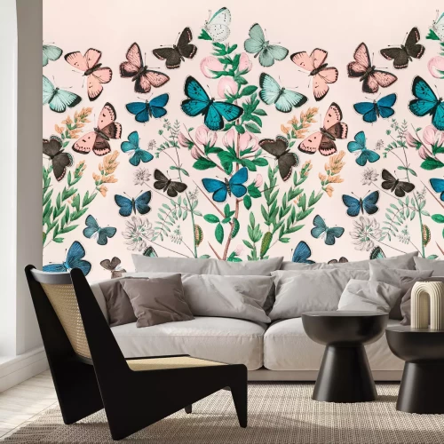 Fotobehang Vlinders tussen groene taken