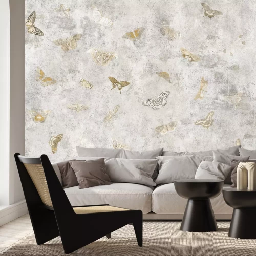 Fotobehang Vlinders in bruintinten op een lichte achtergrond