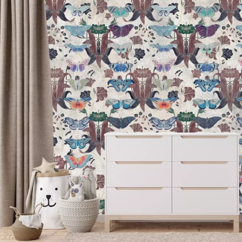 Fotobehang Vlinders in retro stijl