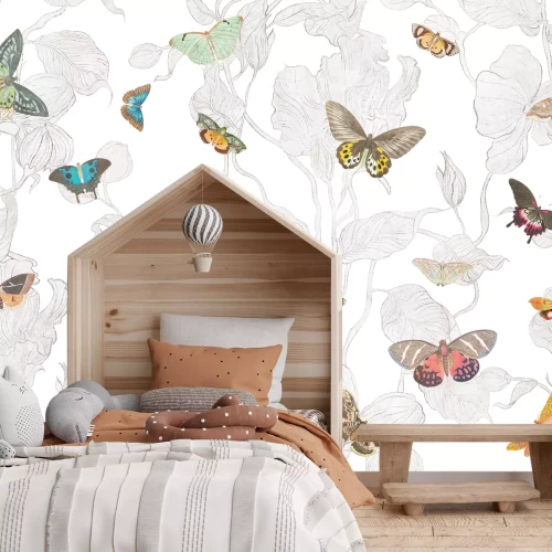 Fotobehang Lentebladeren in de schaduw van vlinders