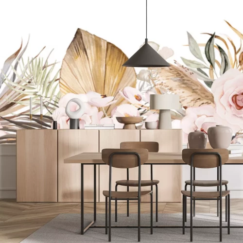 Sticker Pastelkleurige bloemen en bladeren in boho-stijl