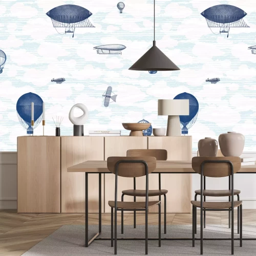 Fotobehang Retro machines in de wolken