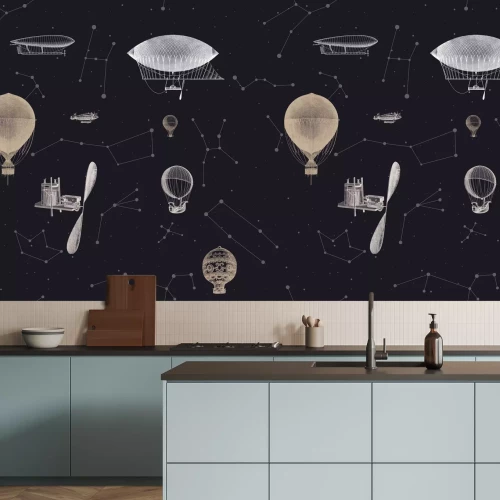 Fotobehang Retro ballonnen's nachts