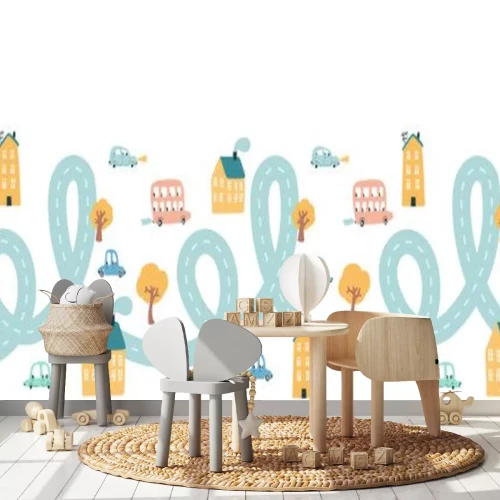 Sticker Kronkelige weg door een klein stadje