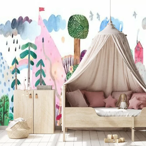 Sticker Beer op reis in de heuvels