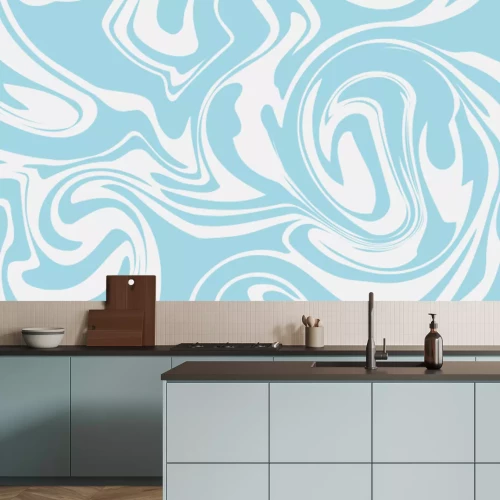 Sticker Gemengde verven abstractie van blauw