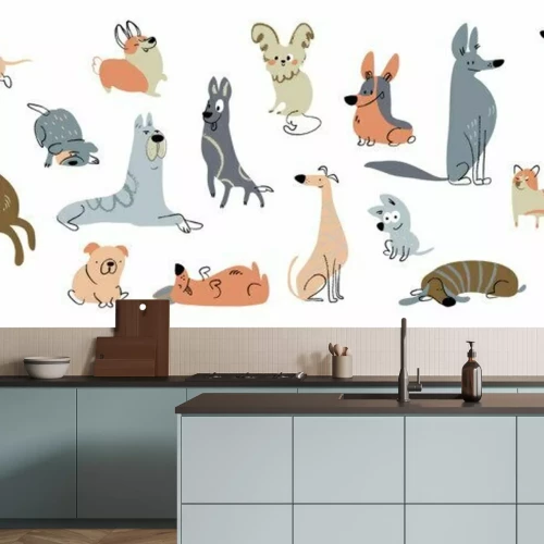 Sticker Kleurrijke hondenrassen