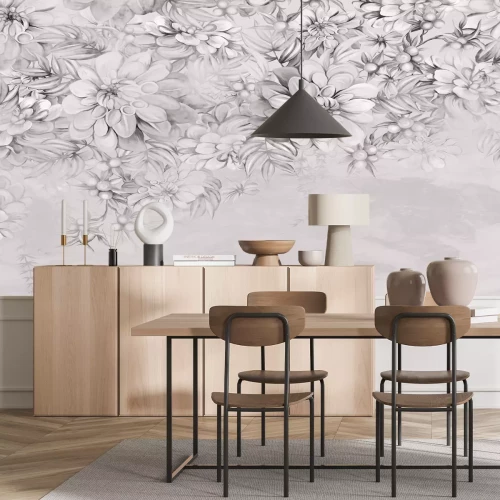 Fotobehang Monochrome bloemen