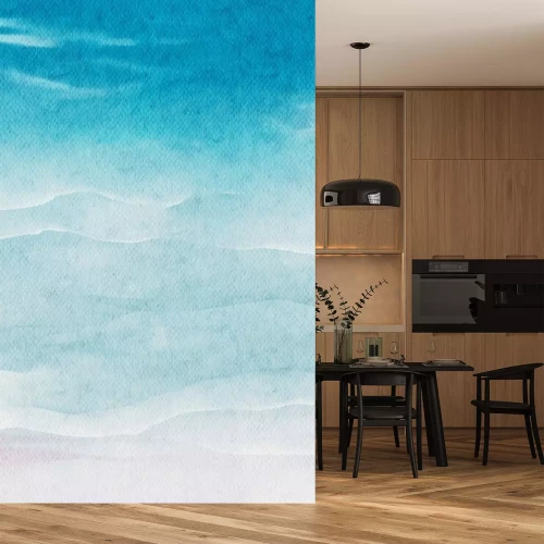 Sticker Abstract concept van een strand geschilderd met aquarelverf